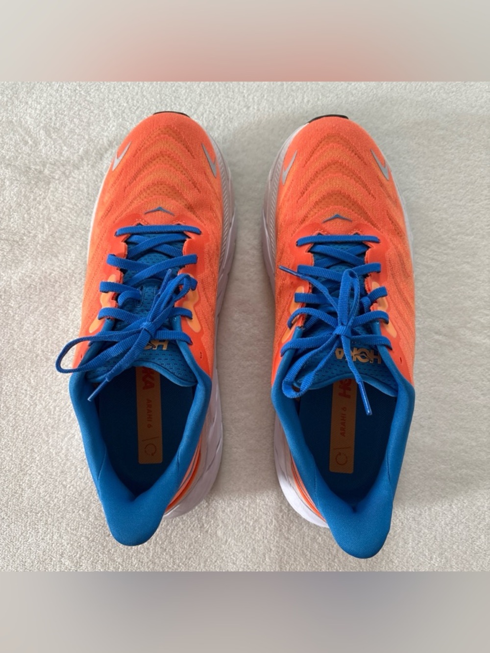 Hoka M Arahi 6 Men's Size 9D Orange Blue Running Shoes - Picture 3 of 7